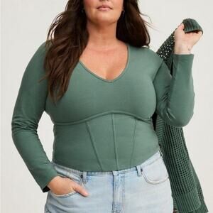 Torrid Dark Forest Foxy V-Neck Corset Top